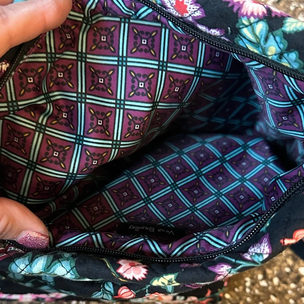 Vera Bradley Black Floral Crossbody Bag with Matching wallet